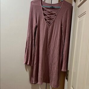 American Eagle Outfitters Dusty Rose Long Sleeve Dress